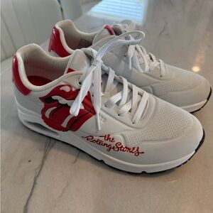 The Rolling Stones Red and White Logo Sneakers